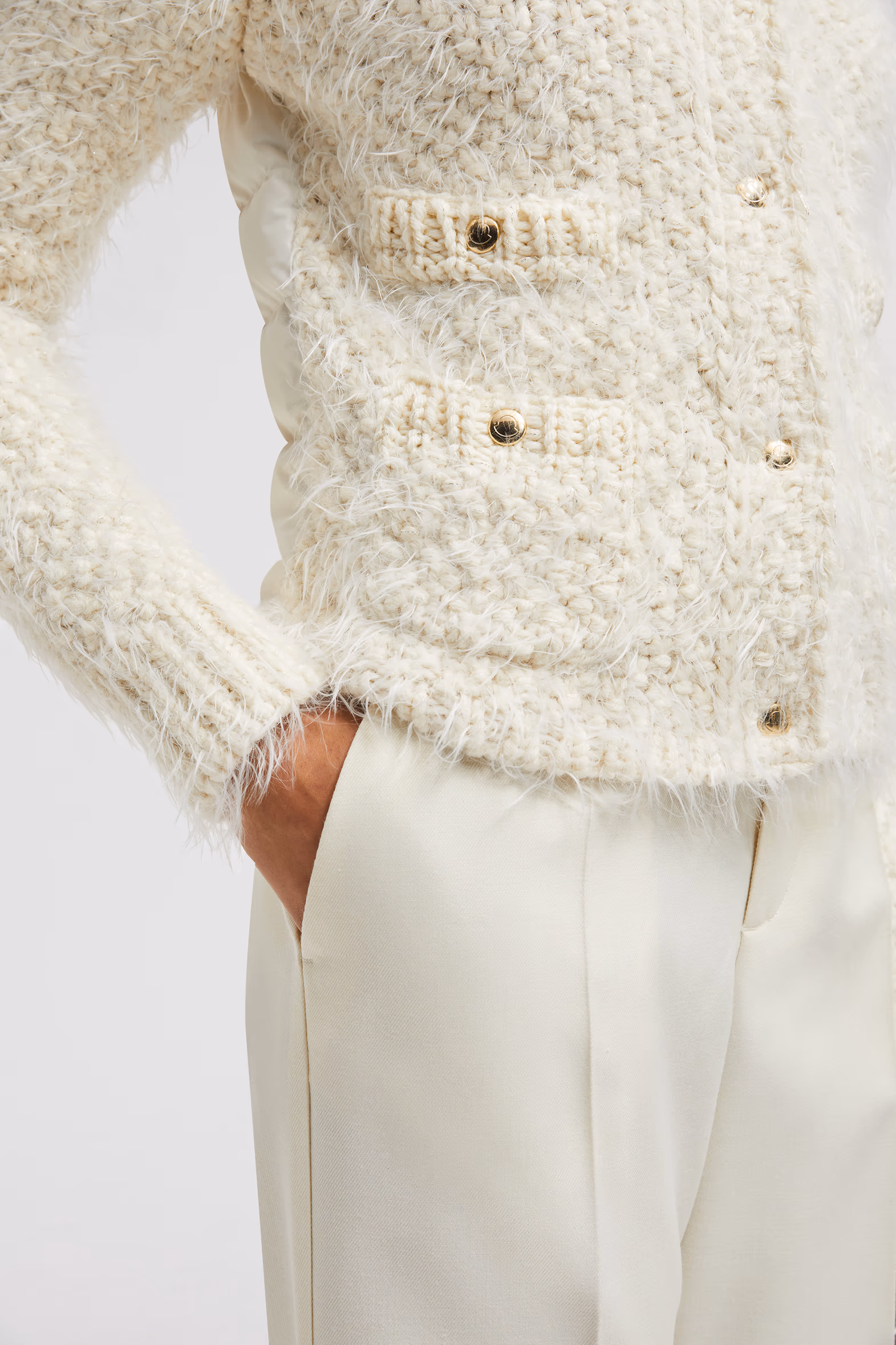 Sudadera acolchado de mezcla de lana Mujer Blanco Moncler 6